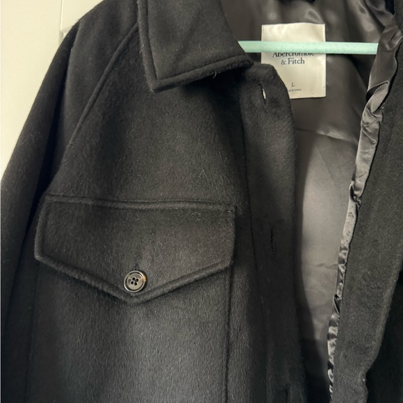 Abercrombie & Fitch | Wool-Blend Utility Shirt Jacket | Black | Size L | NWOT - Picture 4 of 4
